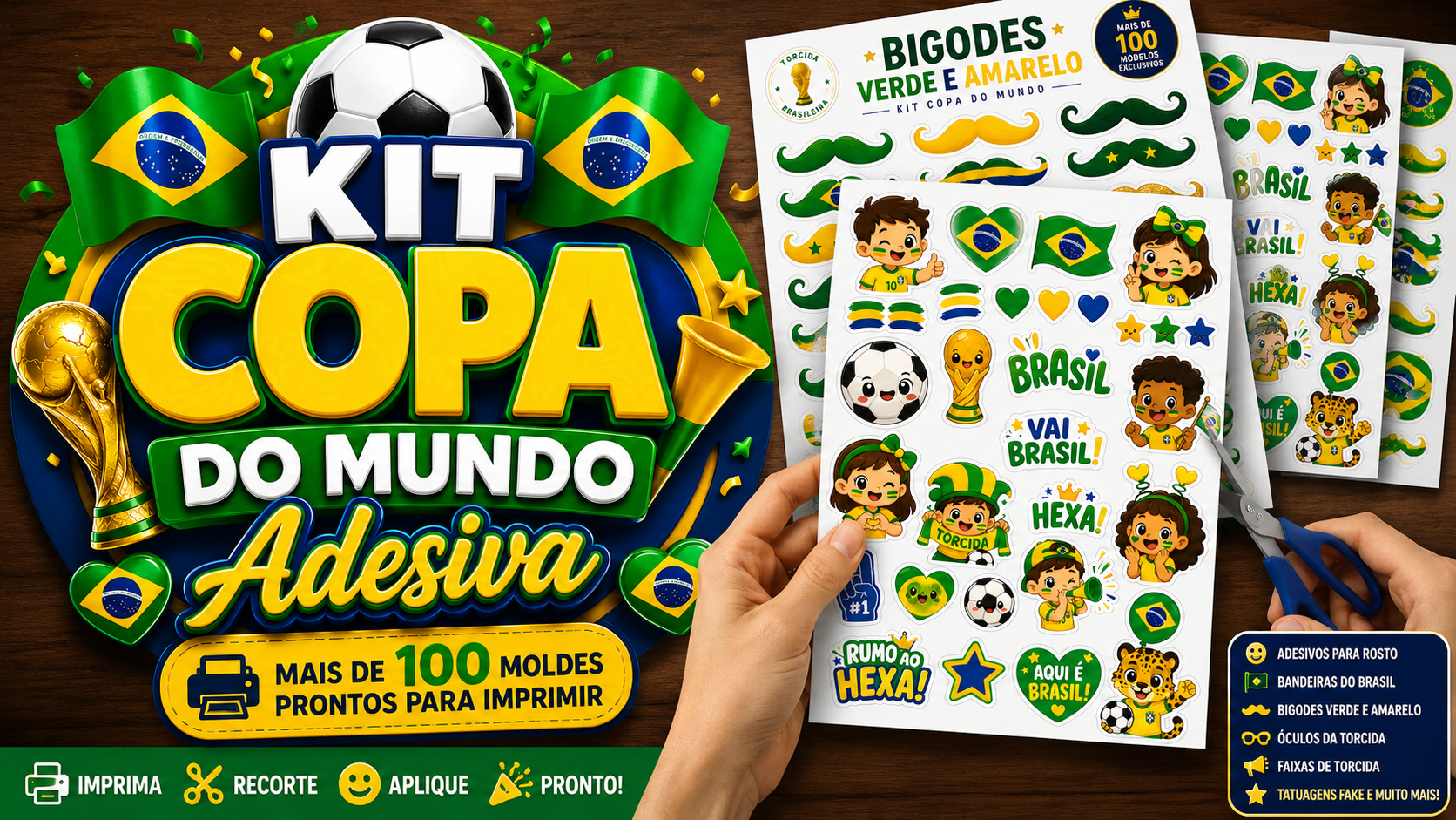 Torcida da Copa do Mundo com moldes adesivos